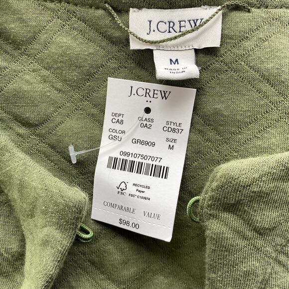 J. Crew Factory Quilted Jacket Cardigan Sweater Women M Green Grandmacore NEW - Picture 7 of 8